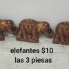 Decoración de artesanías de elefantes de barro (trio)