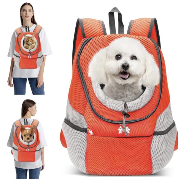 2026/06/1000294603.jpg MOCHILA PARA TRASPORTE DE MASCOTAS TRANSPIRABLE NARANJA marca: PETYFY