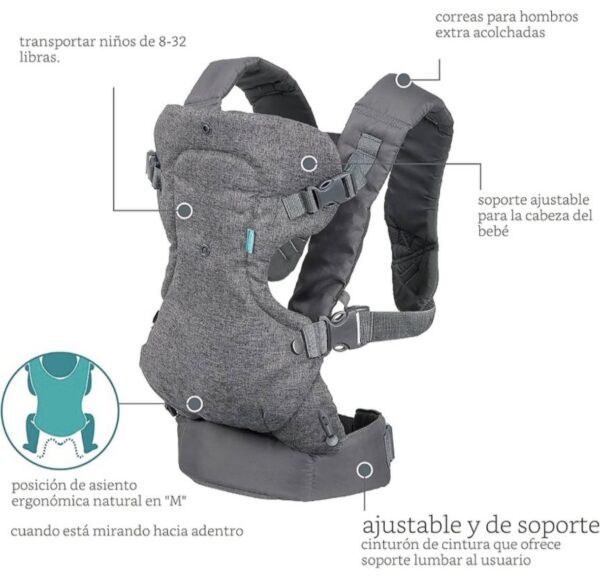2026/09/1000362409.jpg Portabebés mochila Canguro ergonómico Infantino Flip 4 en 1