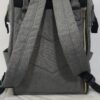 mochila y pañalera gris de lona de la marca Himawari con detalles dorados